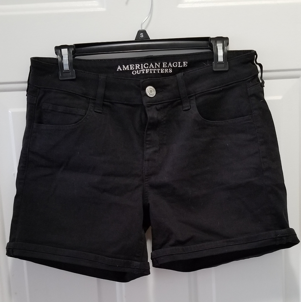 Black American Eagle Midi Shorts